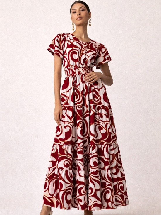 Anthropologie Dresses & Skirts - NWT Anthropologie Maeve Tiered Maxi Dress Burgundy Boho Smocked Waist Size S